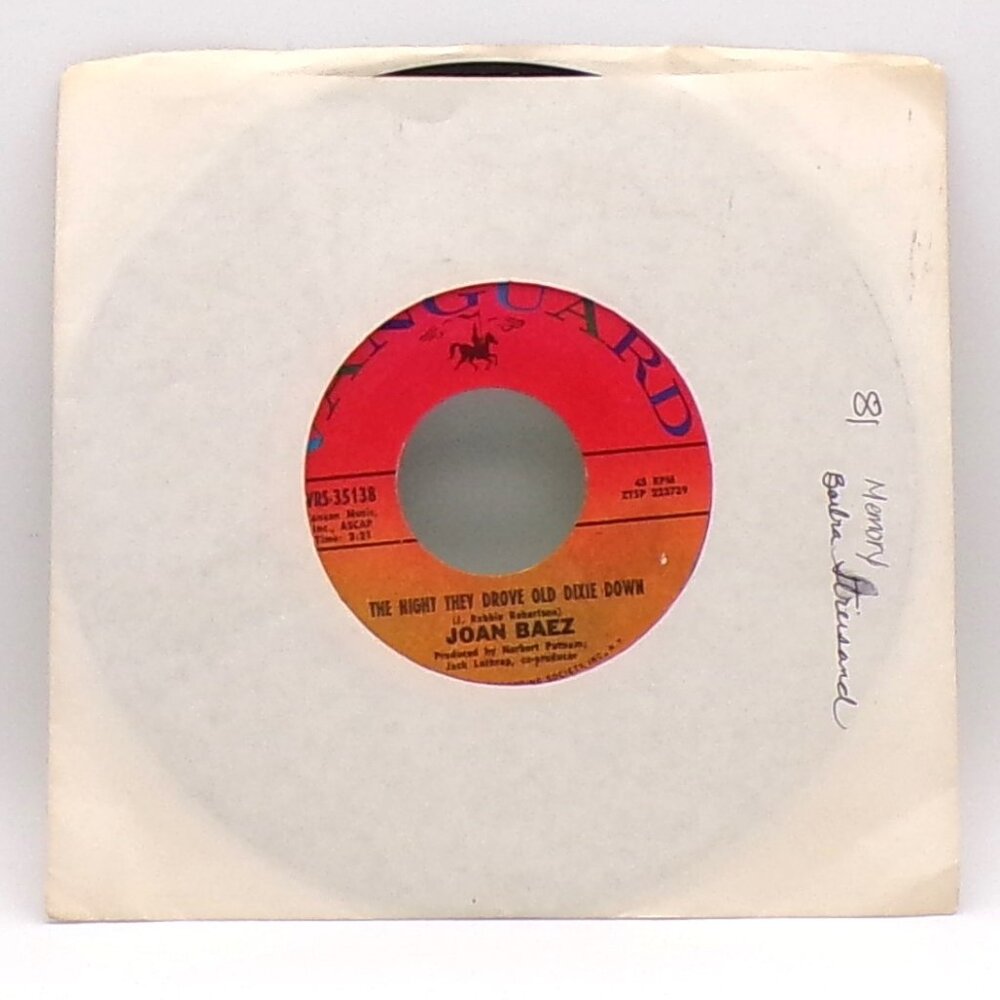 The Night They Drove Old Dixie Down/When Time Is Stolen by Joan Baez 45